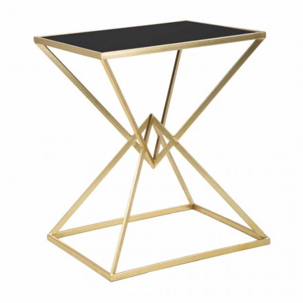 Masă de cafea design dreptunghiular din fier și sticlă - Rosie Viadurini