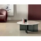 Masă de cafea rotundă cu blat din ceramică și picioare din sticlă afumată - La întâmplare Viadurini