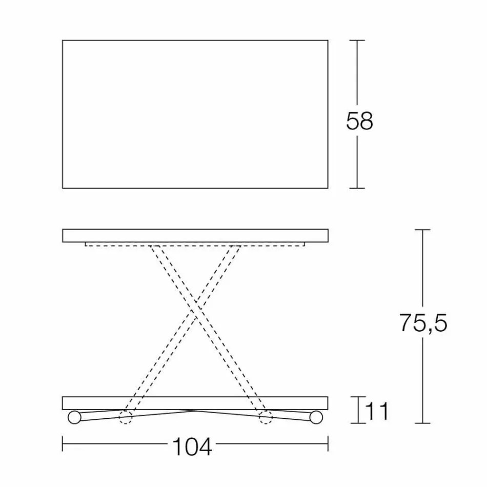 Masă de cafea convertibilă într-o masă de bucătărie de design Made in Italy - Genio Viadurini