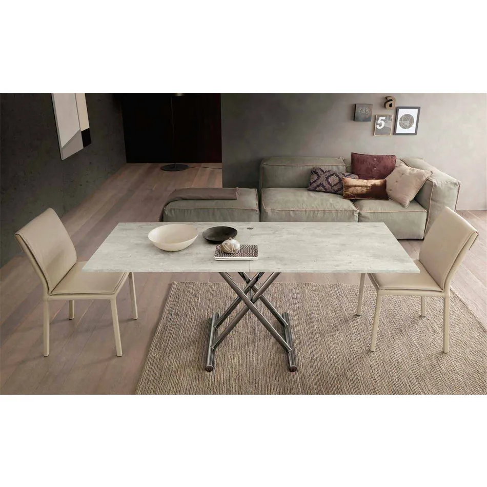 Masa de cafea moderna transformabila din lemn si metal Made in Italy - Gabri Viadurini