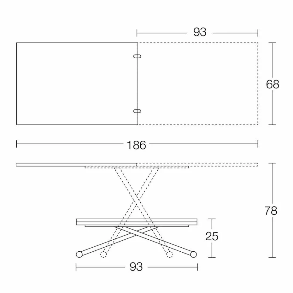 Masa de cafea moderna transformabila din lemn si metal Made in Italy - Gabri Viadurini