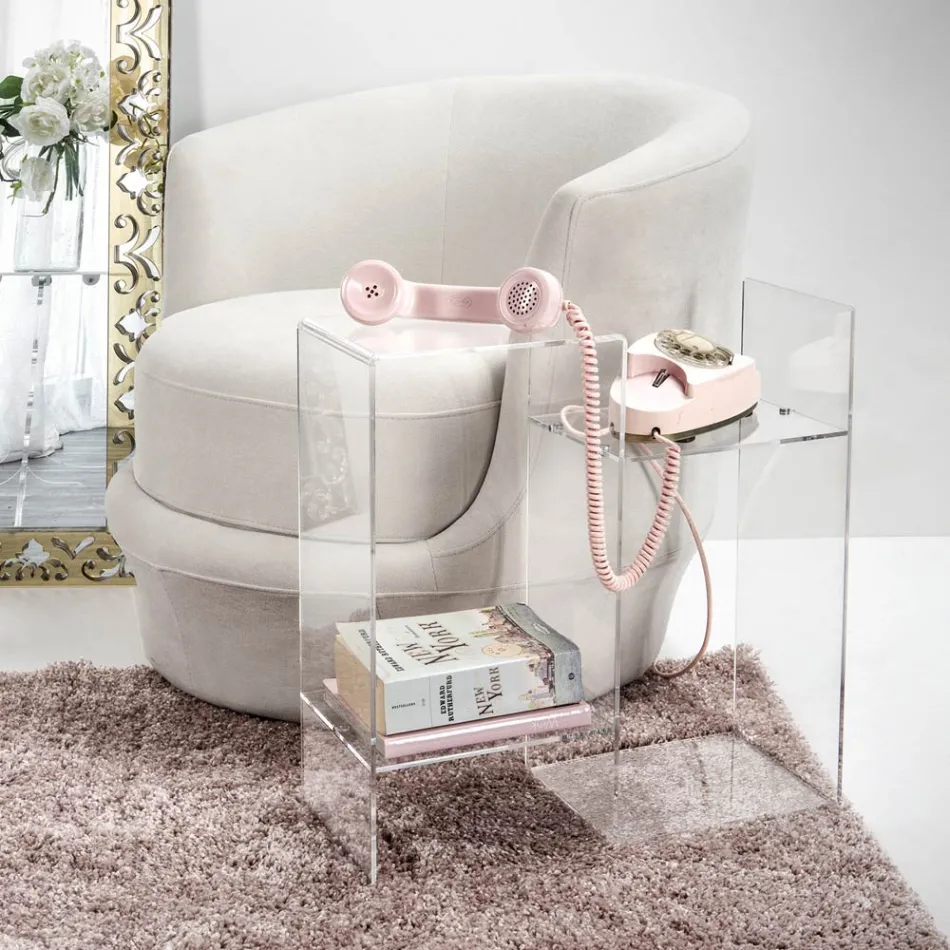 Masa de canapea din plexiglas transparent sau fum Made in Italy - Janne Viadurini