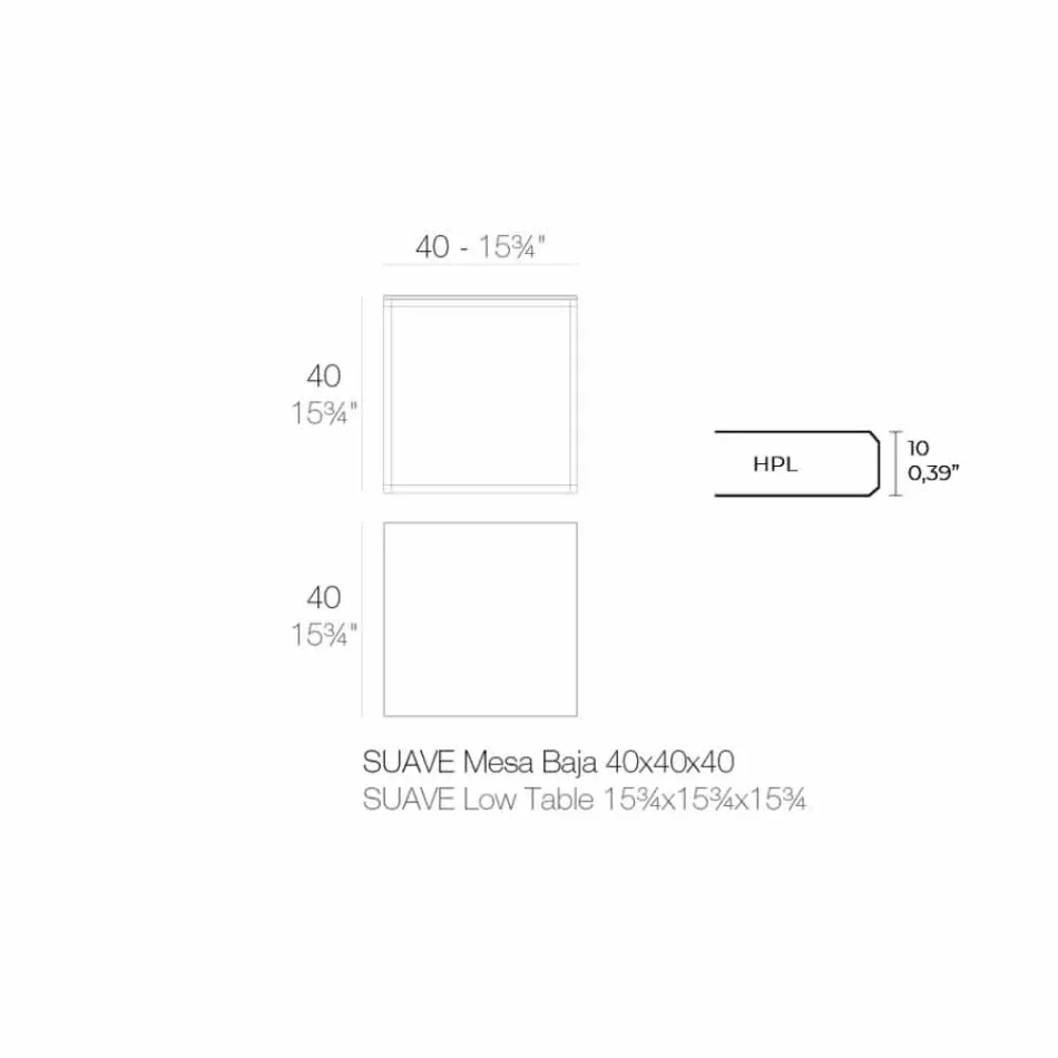 Mese de cafea în aer liber din aluminiu și laminat pătrat negru - Suave by Vondom Viadurini