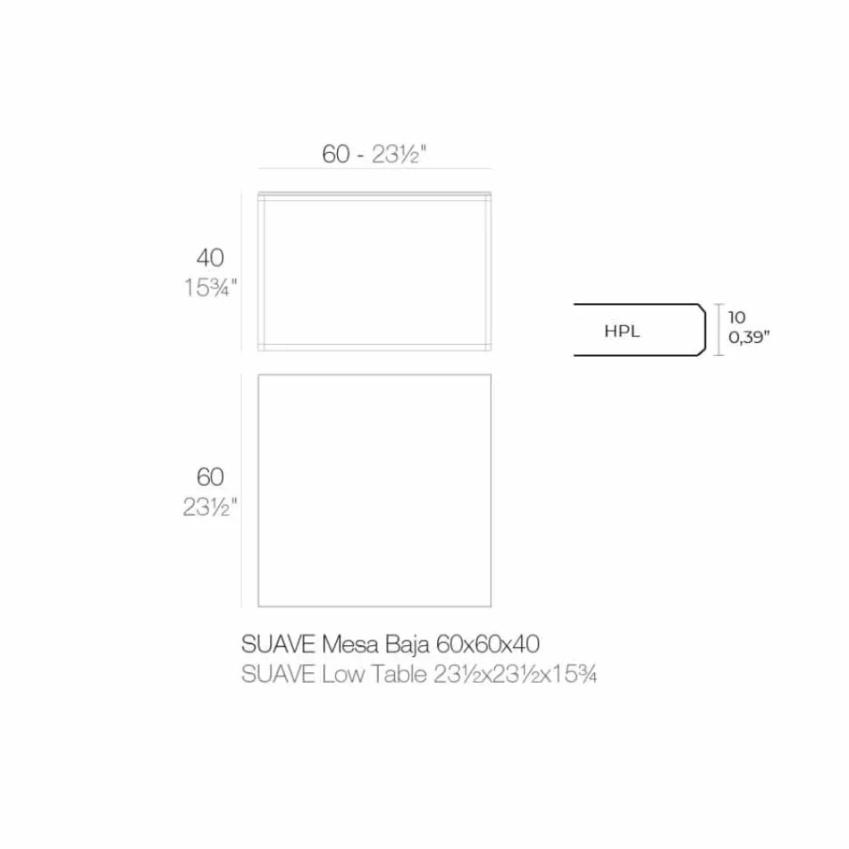Mese de cafea în aer liber din aluminiu și laminat pătrat negru - Suave by Vondom Viadurini