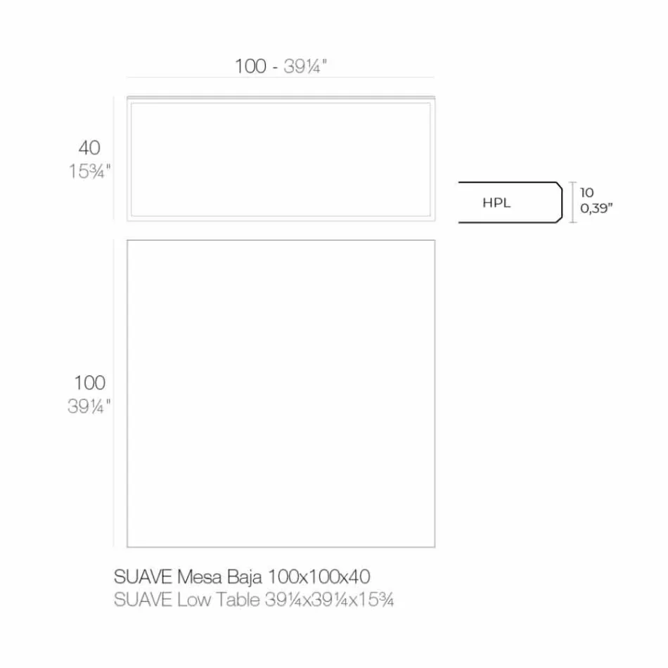 Mese de cafea în aer liber din aluminiu și laminat pătrat negru - Suave by Vondom Viadurini