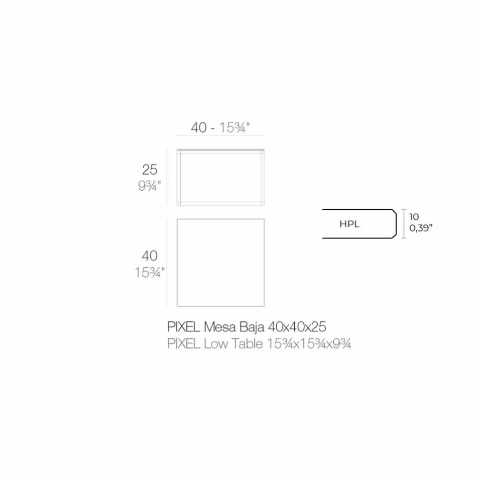 Mese de cafea în aer liber din aluminiu și laminat pătrat negru - Suave by Vondom Viadurini