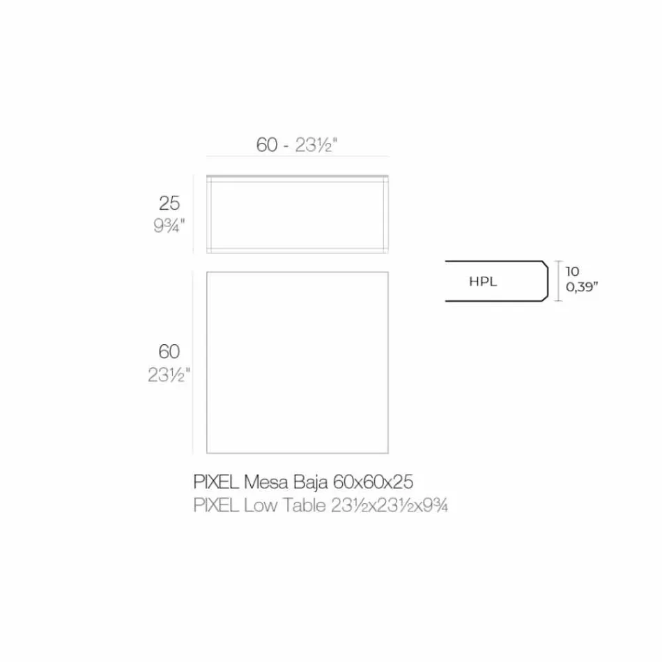 Mese de cafea în aer liber din aluminiu și laminat pătrat negru - Suave by Vondom Viadurini