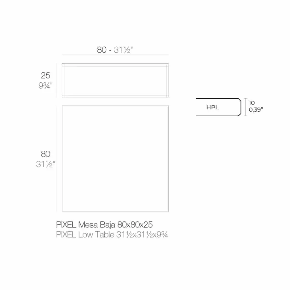 Mese de cafea în aer liber din aluminiu și laminat pătrat negru - Suave by Vondom Viadurini