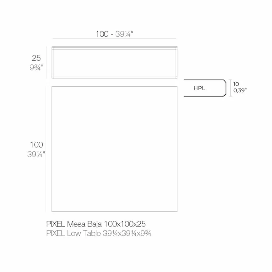 Mese de cafea în aer liber din aluminiu și laminat pătrat negru - Suave by Vondom Viadurini
