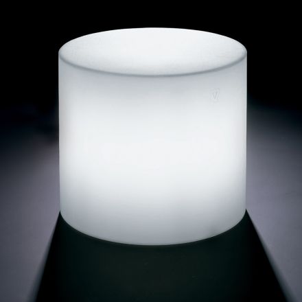 Derti - Masă de exterior iluminată din polietilenă perlată, fabricată în Italia Viadurini