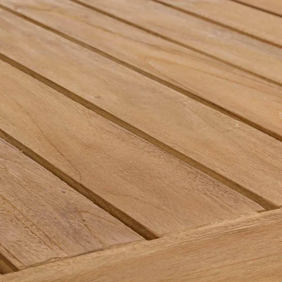 Masă de exterior modernă din lemn de tec Homemotion - Luanaedmea Viadurini