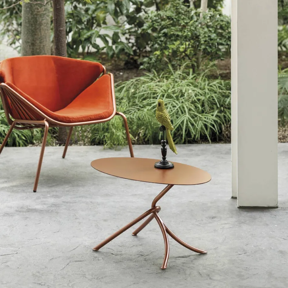 Masuta de cafea fin de exterior din metal vopsit Made in Italy - Lübeck Viadurini