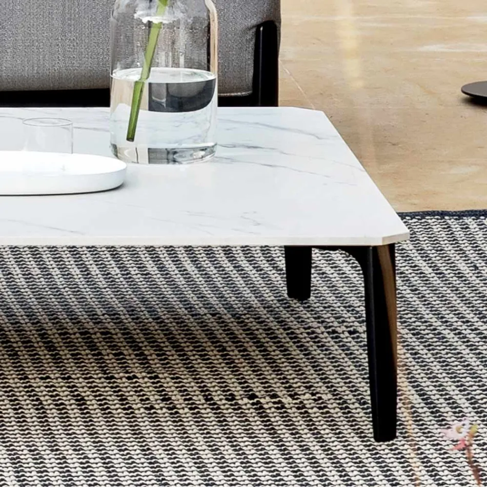 Masuta de cafea Patrata Exterior din Aluminiu si Gresie de Inalta Calitate - Filomena Viadurini