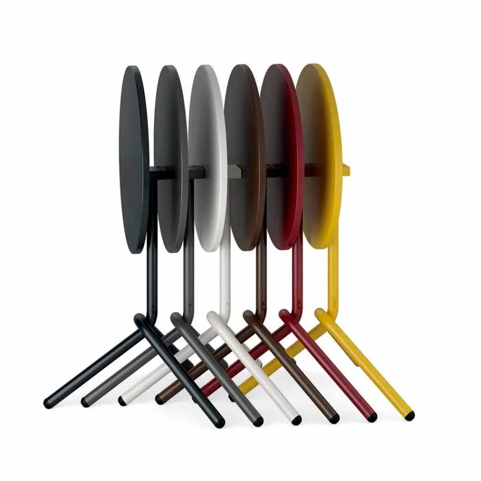 Masă rotundă din metal exterior și tablă realizată în Italia - Alberic Viadurini