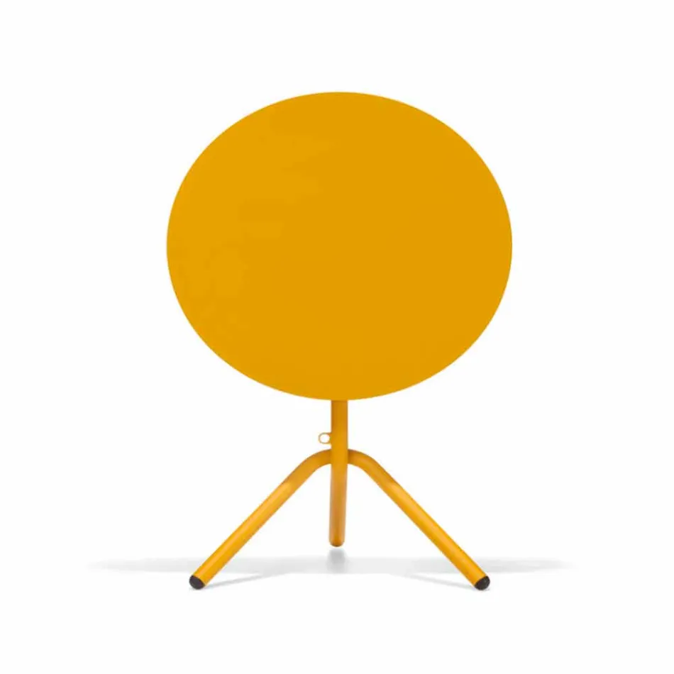 Masă rotundă din metal exterior și tablă realizată în Italia - Alberic Viadurini