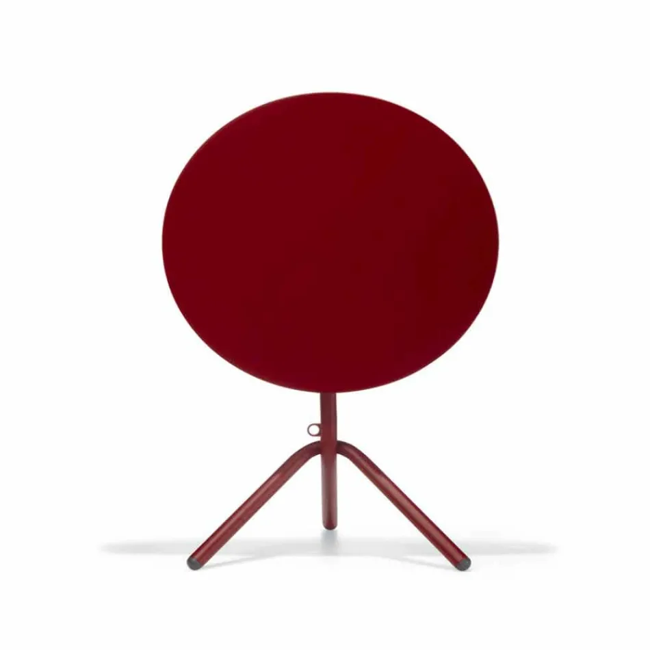 Masă rotundă din metal exterior și tablă realizată în Italia - Alberic Viadurini