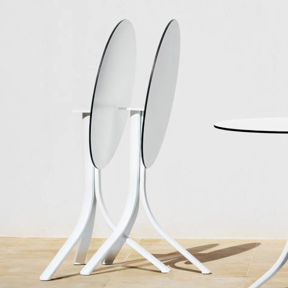 Masuta de cafea rotunda inclinabila exterioara cu 3 picioare din aluminiu 2 culori - Filomena Viadurini