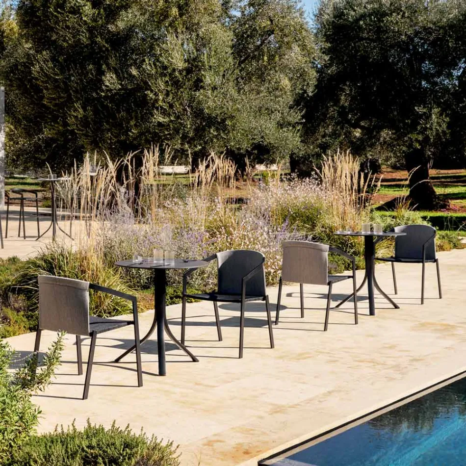 Masuta de cafea rotunda inclinabila exterioara cu 3 picioare din aluminiu 2 culori - Filomena Viadurini