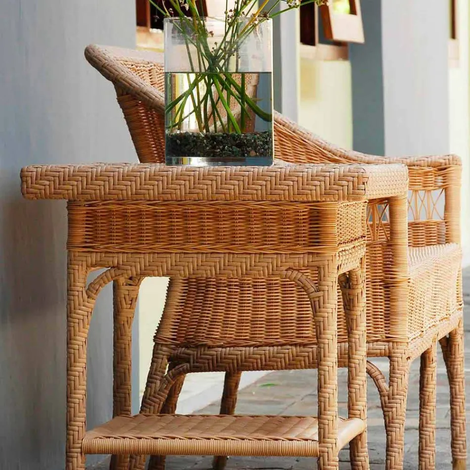 Cafea Garden 56x56 cm polietilenă țesute manual Ciad Viadurini