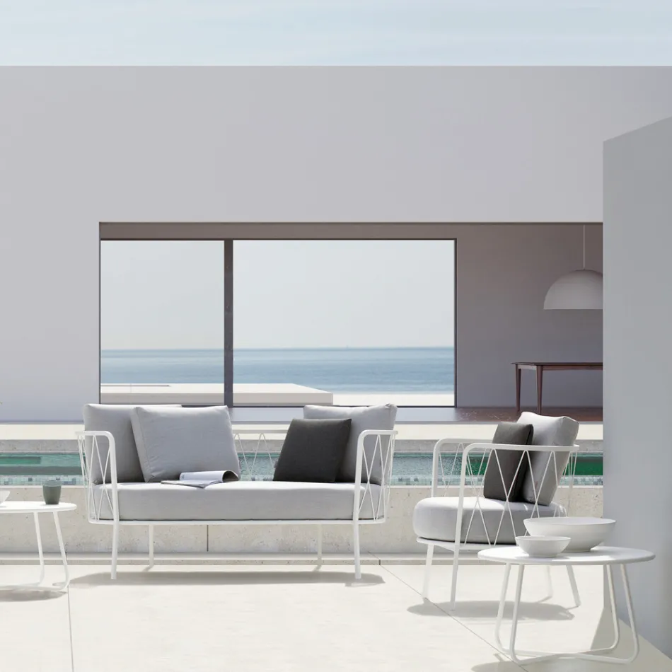 Masuta de cafea de gradina din otel galvanizat Made in Italy - Brienne Viadurini