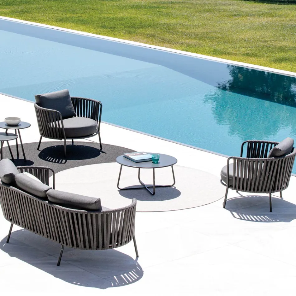 Masuta de cafea de gradina din otel galvanizat Made in Italy - Brienne Viadurini