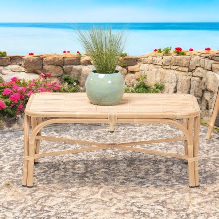 Masuta de cafea de gradina din aluminiu si tesut polirattan - Ellide Viadurini