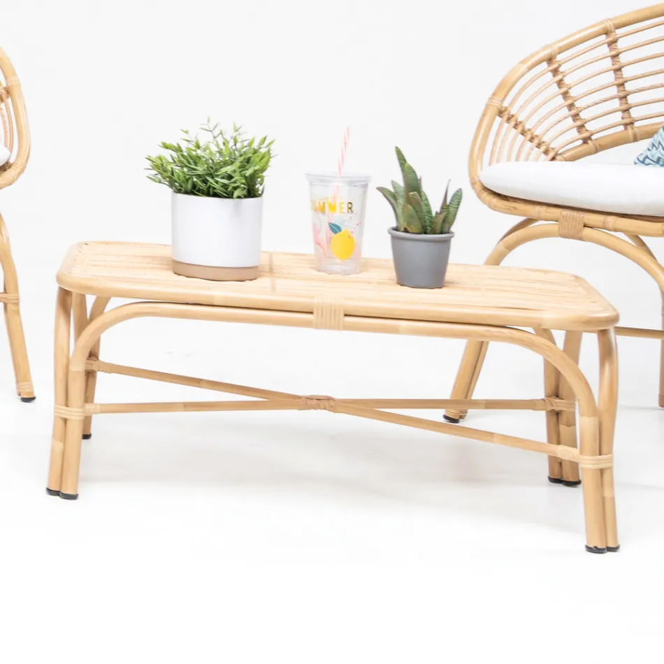 Masuta de cafea de gradina din aluminiu si tesut polirattan - Ellide Viadurini