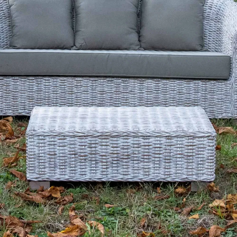 Masuta de cafea de gradina din fibra naturala de la Kubù - Isildur Viadurini