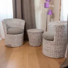 Masuta de cafea de gradina din fibra naturala de la Kubù - Yokai Viadurini