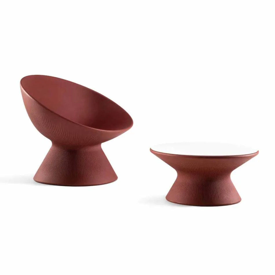 Masă de cafea de grădină din polietilenă cu top HPL Made in Italy - Desmond Viadurini