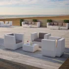 Masă de cafea de grădină pătrată din polietilenă Made in Italy - Macao Viadurini