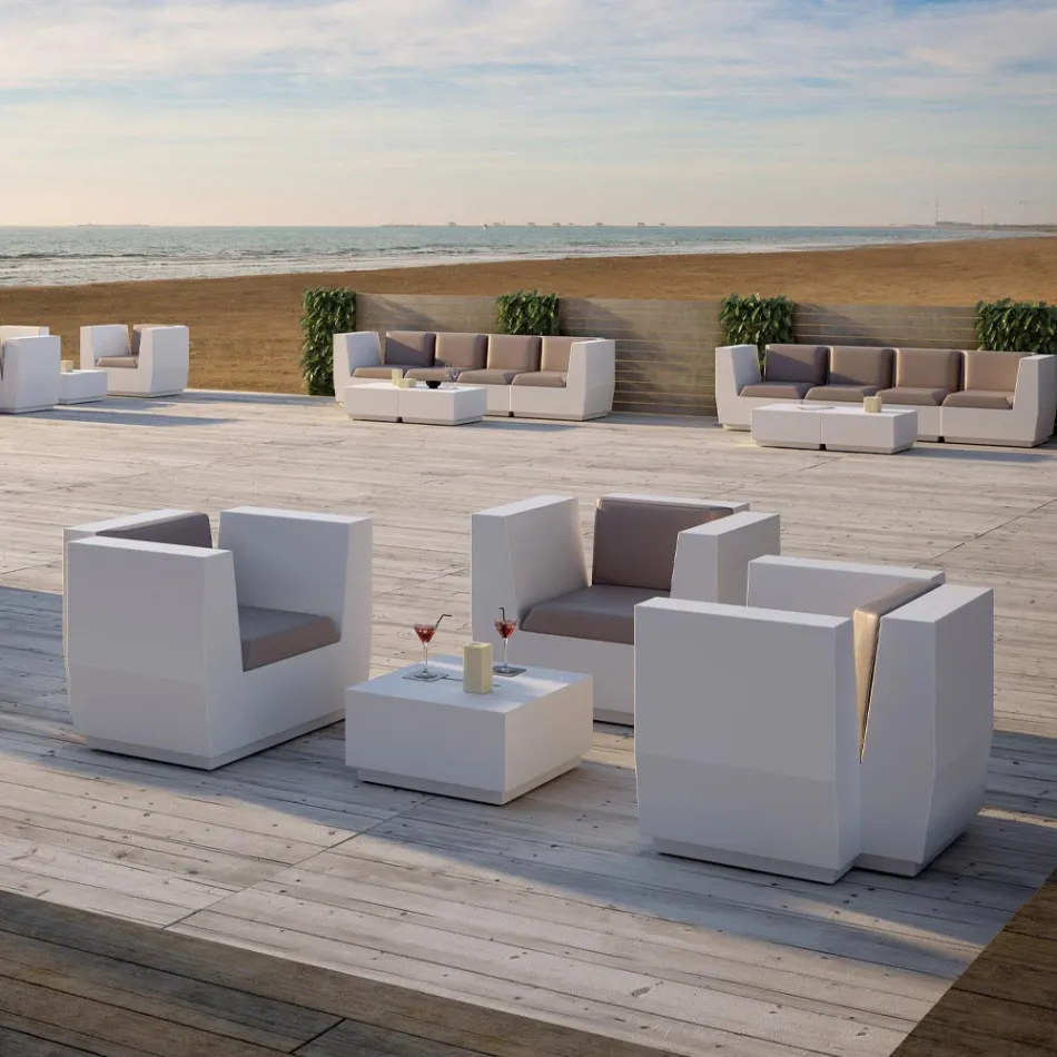 Masă de cafea de grădină pătrată din polietilenă Made in Italy - Macao Viadurini