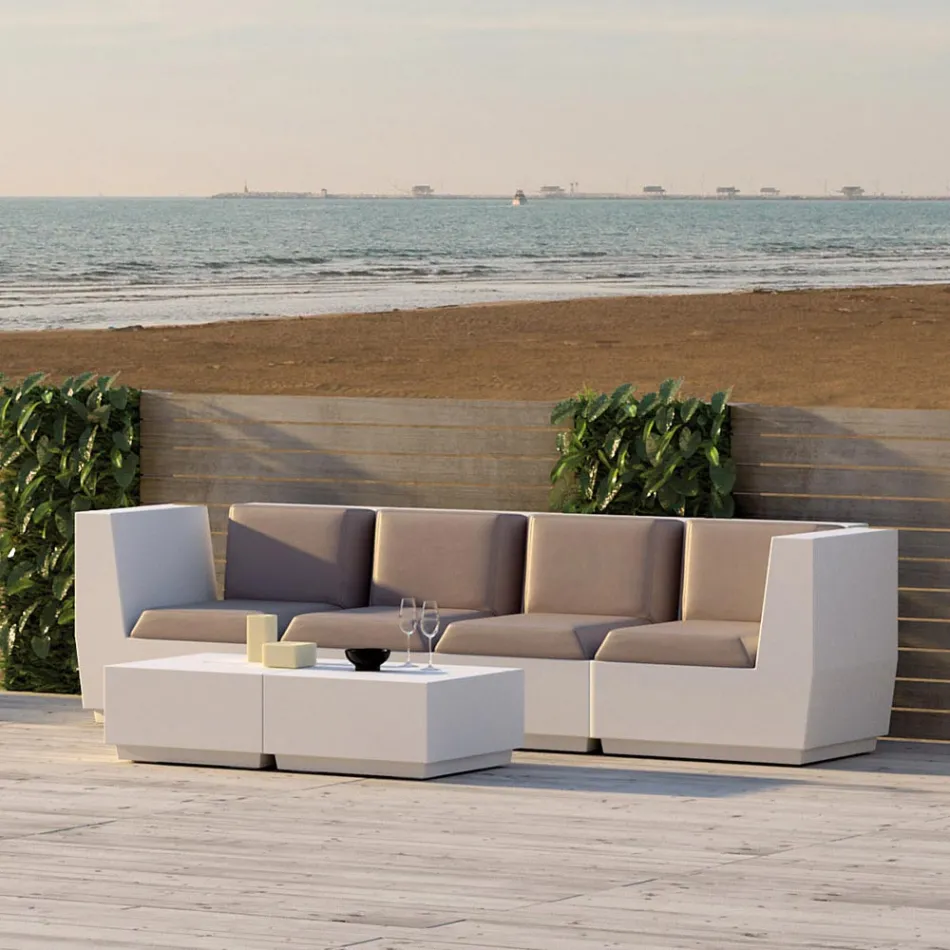 Masă de cafea de grădină pătrată din polietilenă Made in Italy - Macao Viadurini