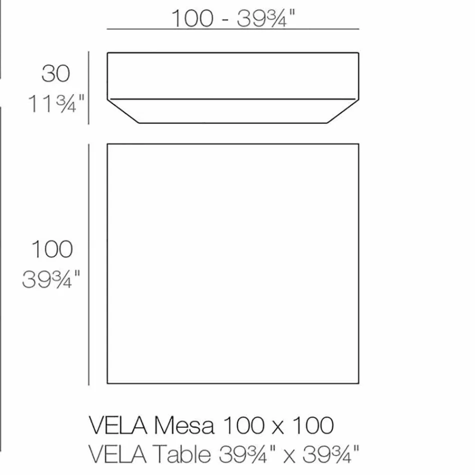 Pătrat moderne de masă de grădină Vela de Vondom, în polietilenă Viadurini