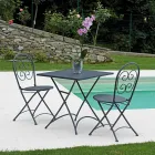 Masuta de cafea pliabila patrata de gradina din fier gri antracit - Zoubiba Viadurini