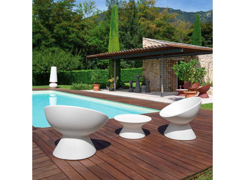 Masă de cafea rotundă de grădină din polietilenă colorată Made in Italy - Desmond Viadurini