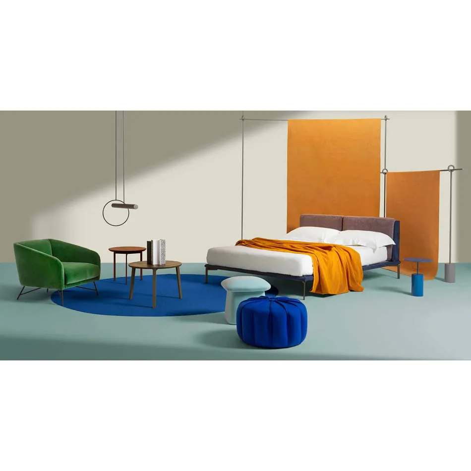 Măsuță de cafea cu 3 picioare din oțel și blat din lemn colorat - Destul Viadurini