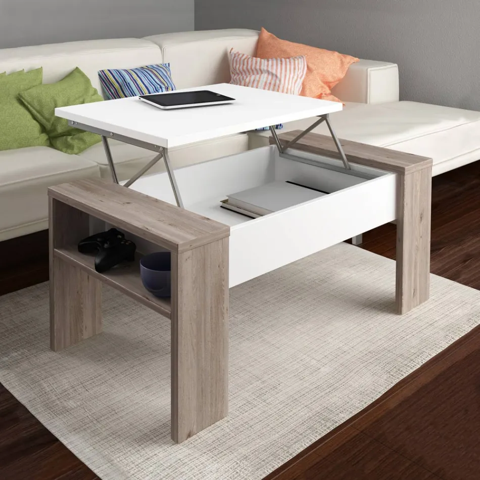 Masuta de cafea cu recipient din lemn ecologic - Cripto Viadurini