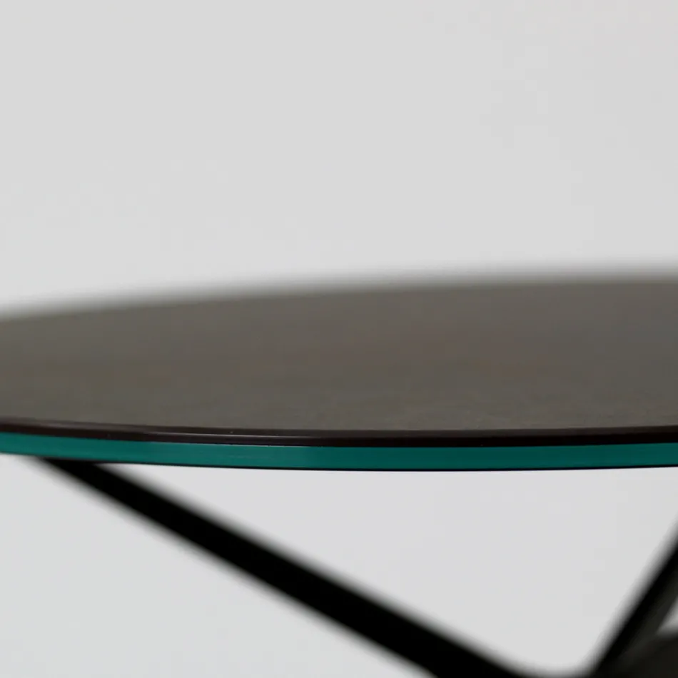 Masuta de cafea cu blat rotund din gresie portelanata Made in Italy - Siste Viadurini