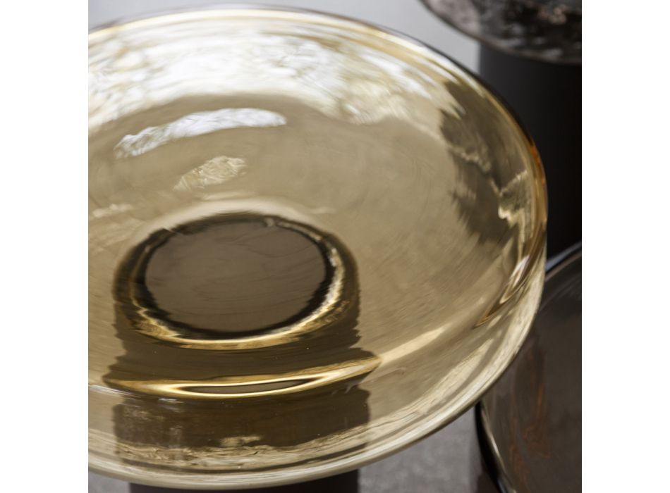 Masuta de cafea cu blat din sticla si baza metalica Made in Italy - Batulla Viadurini