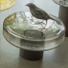 Masuta de cafea cu blat din sticla si baza metalica Made in Italy - Batulla Viadurini