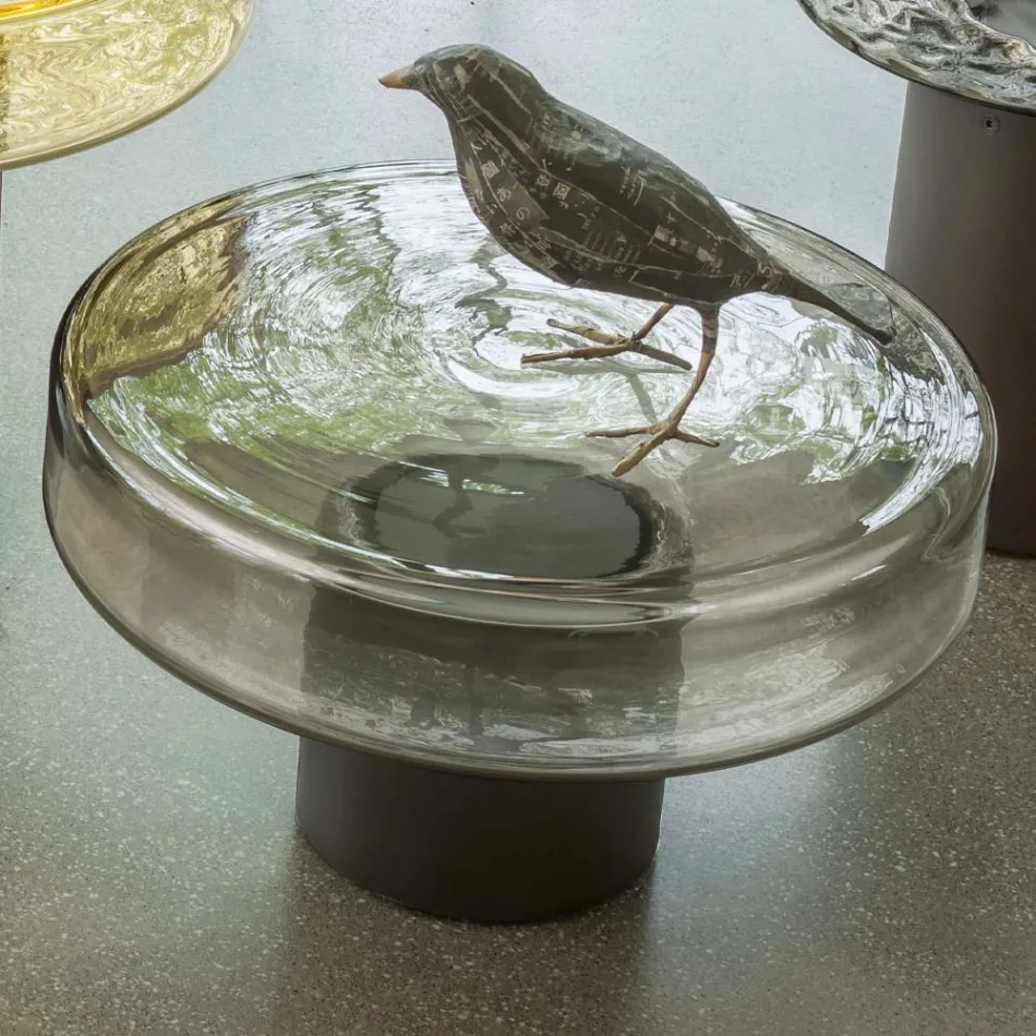 Masuta de cafea cu blat din sticla si baza metalica Made in Italy - Batulla Viadurini