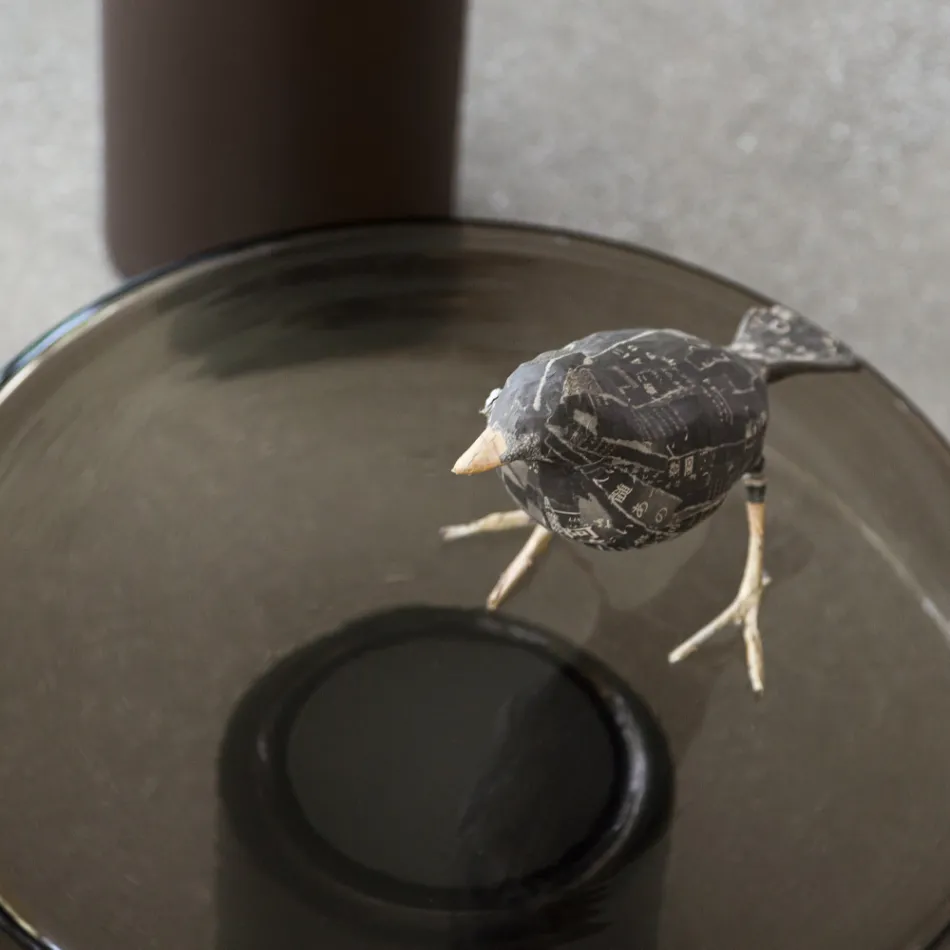 Masuta de cafea cu blat din sticla si baza metalica Made in Italy - Batulla Viadurini