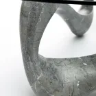 Masuta de cafea cu blat din sticla si baza din piatra fosila - California Viadurini