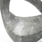 Masuta de cafea cu blat din sticla si baza din piatra fosila - California Viadurini