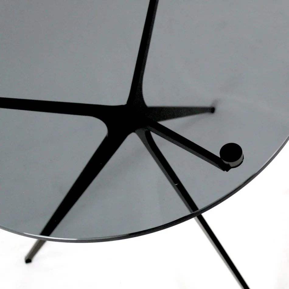 Masuta de cafea cu blat rotund din sticla si 3 picioare Made in Italy - Siste Viadurini