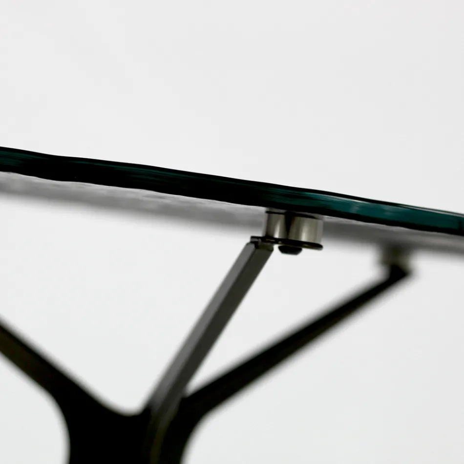 Masuta de cafea cu blat rotund din sticla si 3 picioare Made in Italy - Siste Viadurini