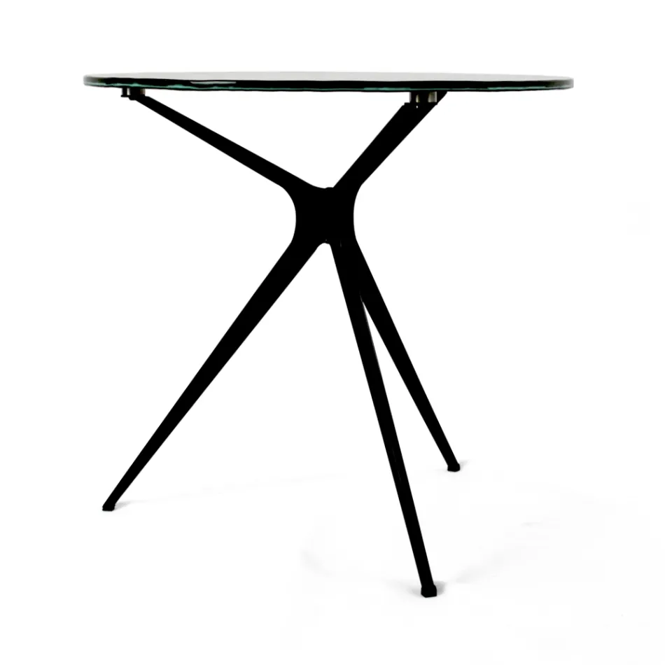 Masuta de cafea cu blat rotund din sticla si 3 picioare Made in Italy - Siste Viadurini