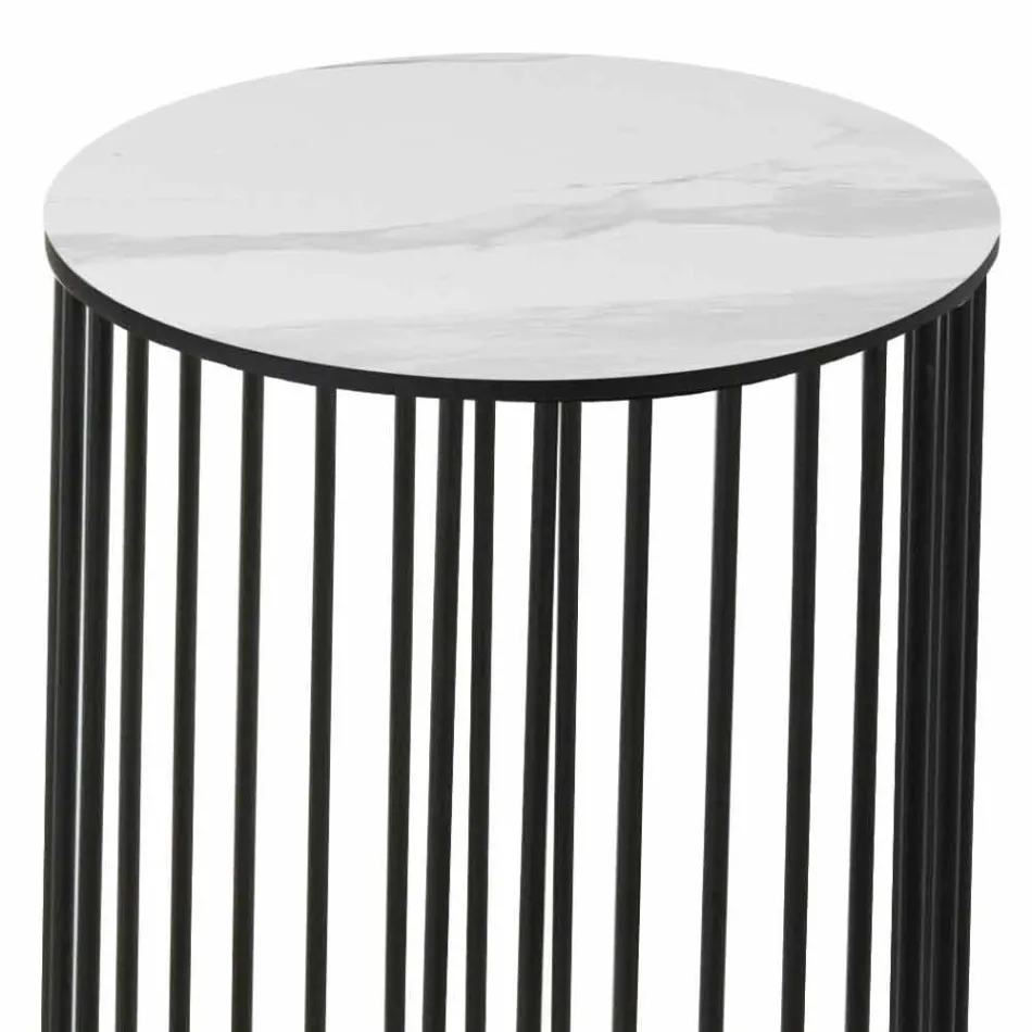 Măsuță de cafea cu blat rotund din ceramică Made in Italy - Montebianco Viadurini