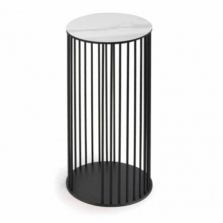 Măsuță de cafea cu blat rotund din ceramică Made in Italy - Montebianco Viadurini